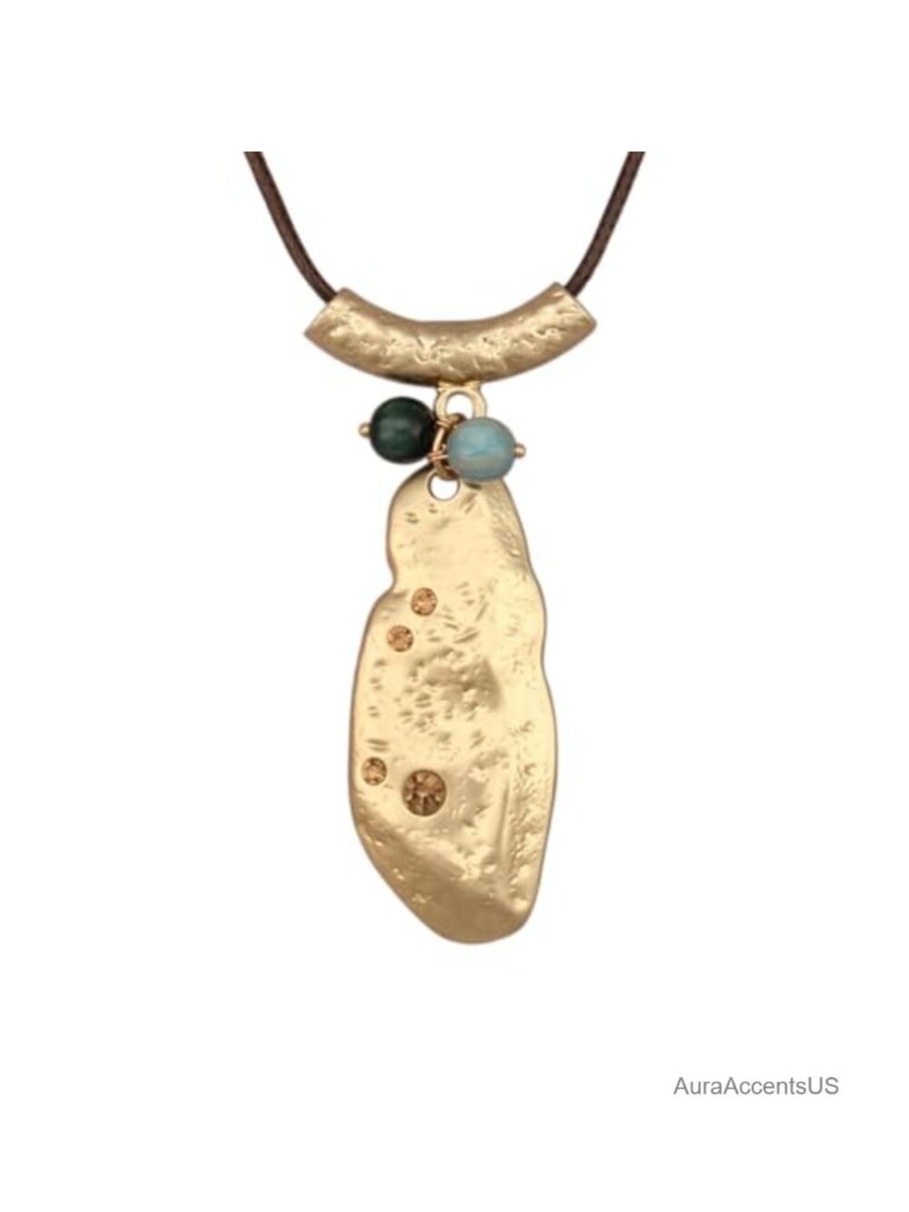 Boho Long Faux Leather Necklace Large Pendant Chunky Statement Jewelry